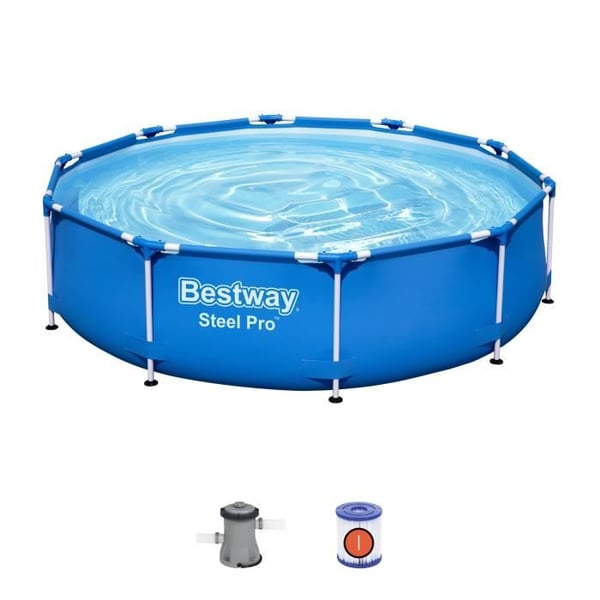 BESTWAY r�rformet pools�t over jorden - Steel Pro� - 305 x 76 cm - Rund (Leveres med filtreringspumpe)