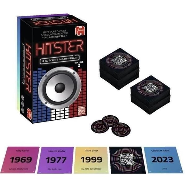 HITSTER 100% RANSKALAINEN KAPPALE - Lautapeli - DUJARDIN - Uppoudu ranskalaiseen musiikilliseen universumiin HITSTERin kanssa!