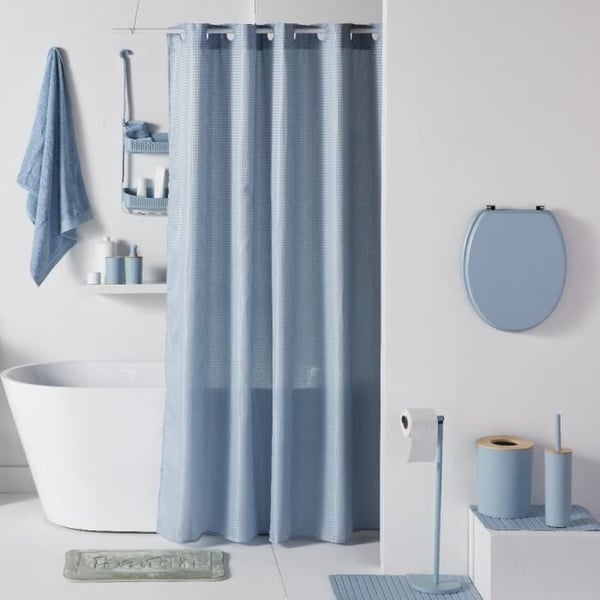Vohveli suihkuverho - Sininen - Polyesteri - 180 x 200 cm - 12 koukkua - UTILITY - T�N��N