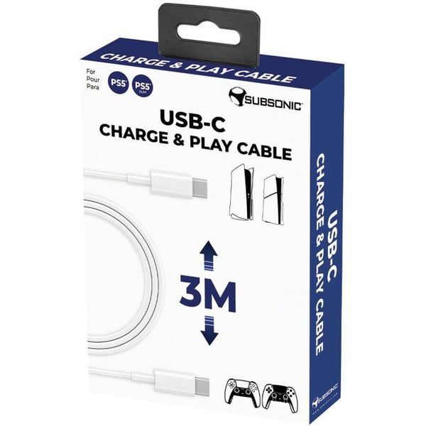 Latauskaapeli - SUBSONIC - PS5 - Pituus 3 m - USB-C - USB-C