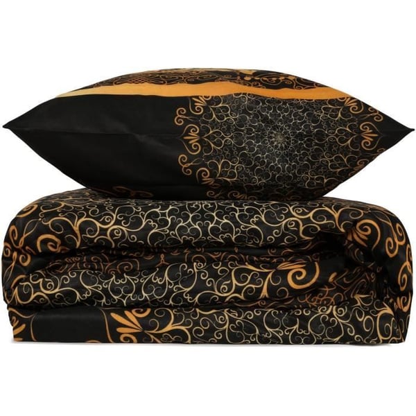 Bäddset - 1 påslakan 220 x 240 cm + 2 örngott 60 x 60 cm - 100% förstärkt bomull - Svart