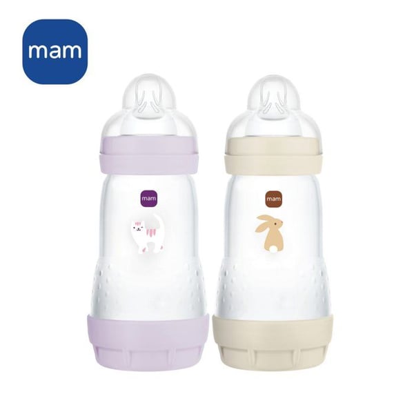 2 tuttipullon setti - MAM - Easy Start / Anti-Colic - 260 ml - Flow 2 tutti - lila + hiekka