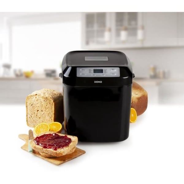 DOMO - Automatisk br�dmaskine - B3974 - 12 programmer - Timer programmerbar op til 13 timer - Sort