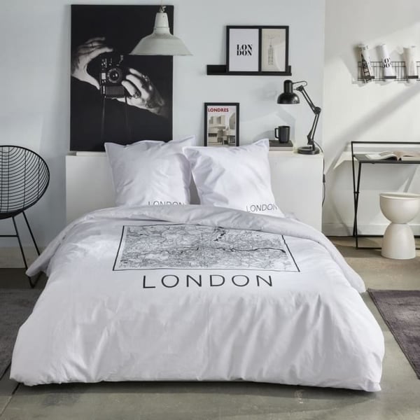 Sängkläder - IDAG - JAVA - 2 personer - 240x220 cm - Bomull - Londontryck - Vit