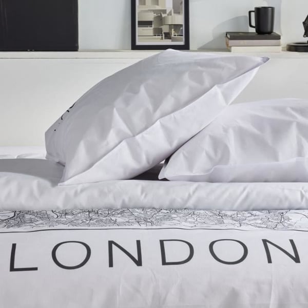 Sängkläder - IDAG - JAVA - 2 personer - 240x220 cm - Bomull - Londontryck - Vit
