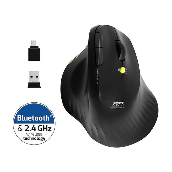 Langaton Hiiri - PORT Designs - 910200 ERGO - Bluetooth ja 2.4 GHz - Musta