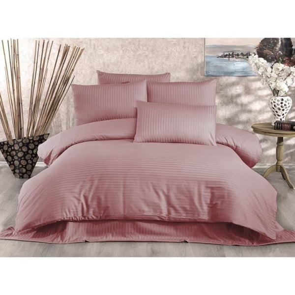 Bäddset - 1 påslakan 220 x 240 cm + 2 örngott 60 x 60 cm - 80% bomull, 20% polyester - Puderfärgad