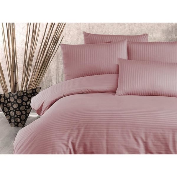Bäddset - 1 påslakan 220 x 240 cm + 2 örngott 60 x 60 cm - 80% bomull, 20% polyester - Puderfärgad
