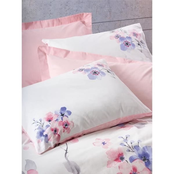 Bäddset - 1 påslakan 220 x 240 cm + 2 örngott 60 x 60 cm - 100% bomull - Rosa