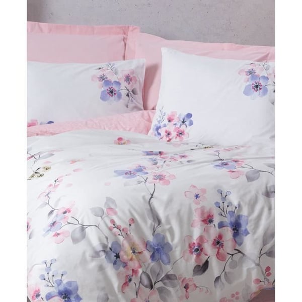 Bäddset - 1 påslakan 220 x 240 cm + 2 örngott 60 x 60 cm - 100% bomull - Rosa