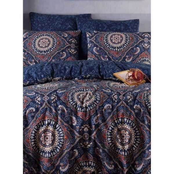 Bäddset - 1 påslakan 220 x 240 cm + 2 örngott 60 x 60 cm - 65% bomull, 35% polyester - Blå