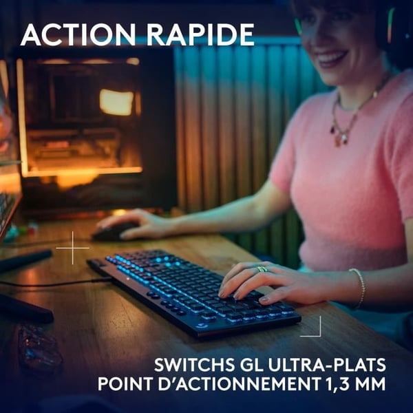 Speltangentbord - trådbundet - Logitech G - G915 X - Touch switch - AZERTY - Svart