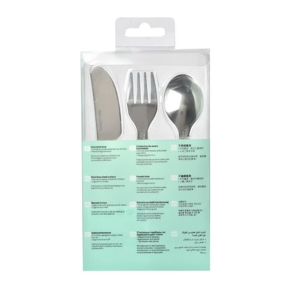 BEABA S�t med 3 gamle lyser�de rustfrit bestik
