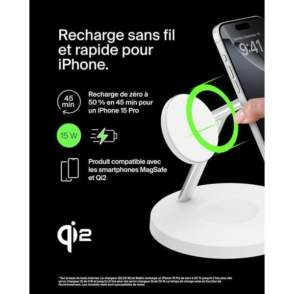 Ladestation - BELKIN - Qi1 - 3-i-1 - 15 W - Hvid