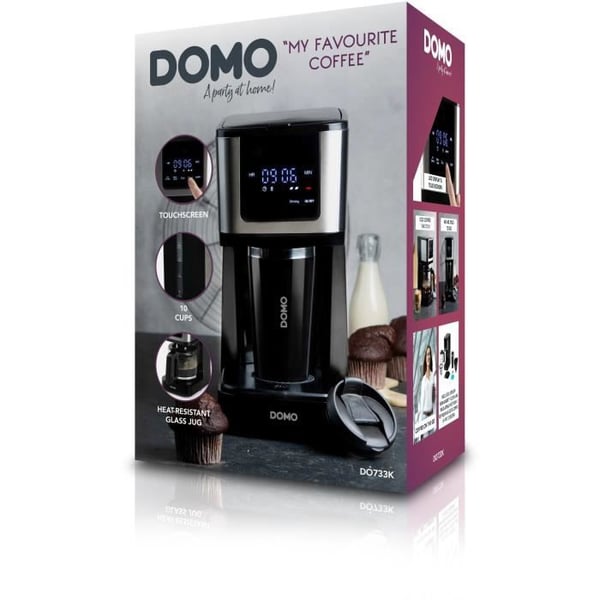Suodatinkahvinkeitin - DOMO - DO733K - 900 W - 4-10 kuppia - LCD-n�ytt� - 3 tehoa - Musta