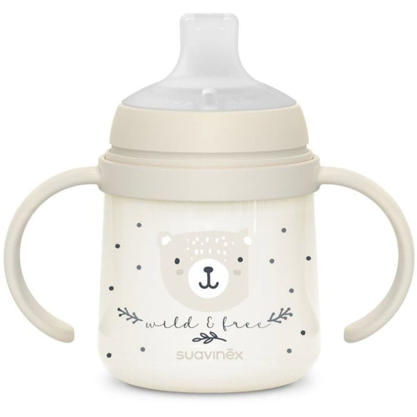 Nappflaska med handtag - SUAVINEX - NIGHT&DAY WILD&FREE - 150 ml - 6 månader och äldre - Grå