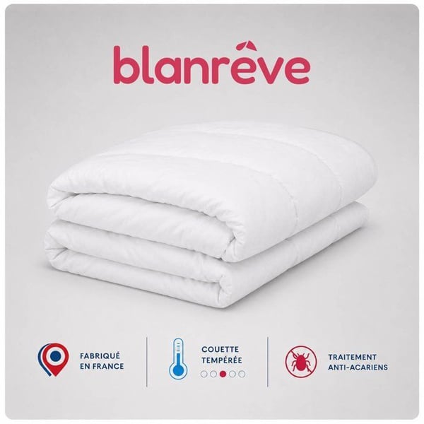 Anti-kvalster tempererat täcke - 300 gr/m² - BLANREVE - 240 x 220 cm - Vit