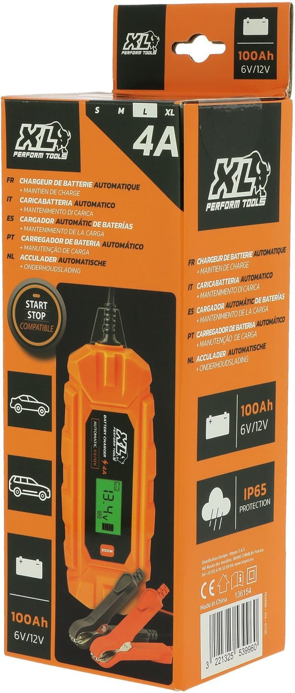 Auton akkulaturi - XLPT - 4A - 70W - 12V - 3 m - IP65 - Virtal�hdetila - Digitaalinen n�ytt�