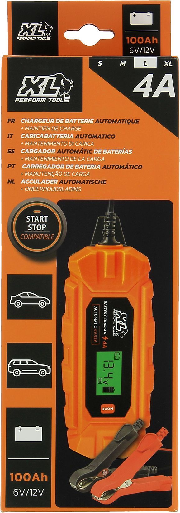 Auton akkulaturi - XLPT - 4A - 70W - 12V - 3 m - IP65 - Virtal�hdetila - Digitaalinen n�ytt�
