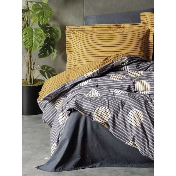 Bäddset - 1 påslakan 220 x 240 cm + 2 örngott 60 x 60 cm - 100% bomull - Grå