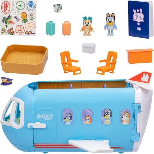 Bluey's Plane - BLUEY - Transformerbart leges�t med figurer og tilbeh�r