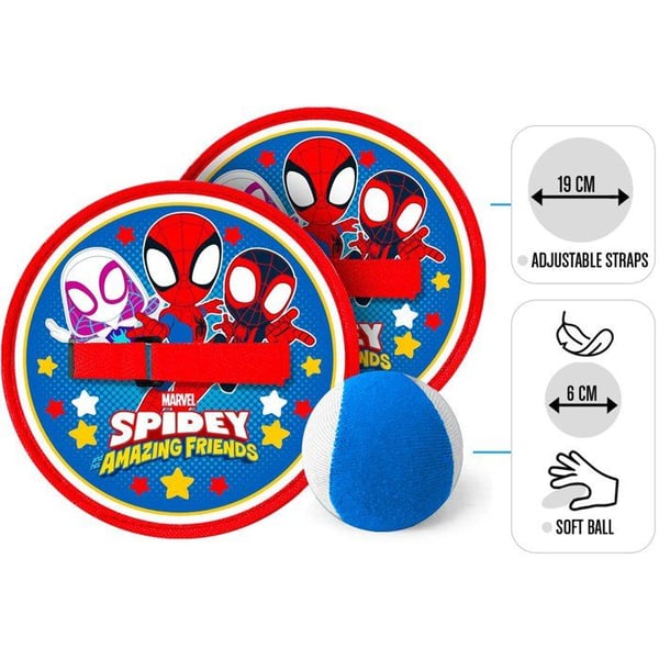 Boldfangstspil - MARVEL - Spidey - 2 padler med velcro
