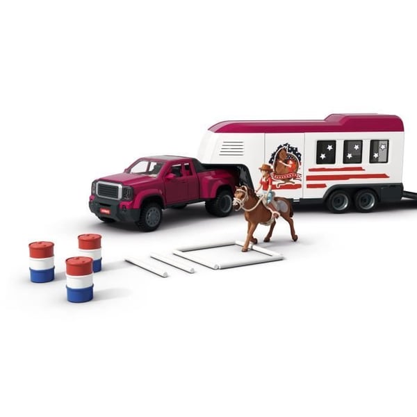 Schleich 42705 Horse Club -sarjan lava-auto ja suuri ratsastusvaunufiguuri
