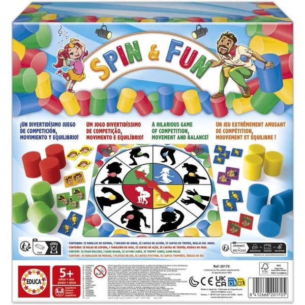 Spin & Fun - Balancespil - EDUCA - Tester smidighed og balance - 2 til 4 spillere - Fra 5 �r