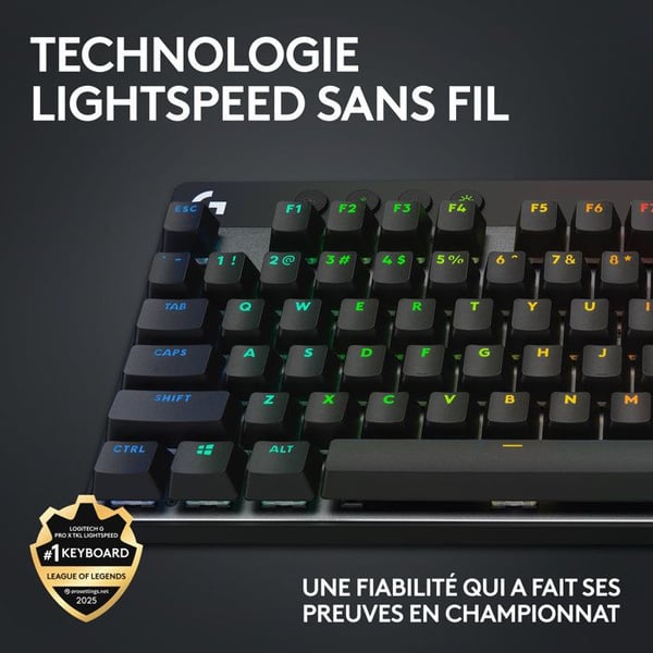 Logitech G PRO X TKL LIGHTSPEED trådlöst tangentbord, LIGHTSYNC RGB - Svart