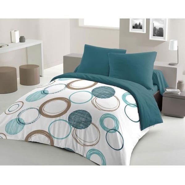 HOME LINGE PASSION Audace påslakanset - täcke 220 x 240 cm + 2 örngott 63x63 cm - Ankblå