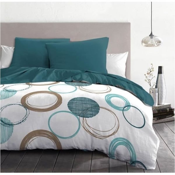 HOME LINGE PASSION Audace påslakanset - täcke 220 x 240 cm + 2 örngott 63x63 cm - Ankblå