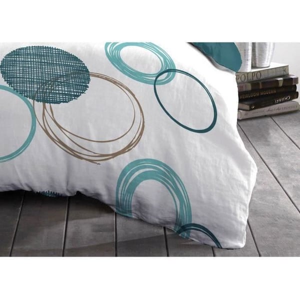 HOME LINGE PASSION Audace påslakanset - täcke 220 x 240 cm + 2 örngott 63x63 cm - Ankblå