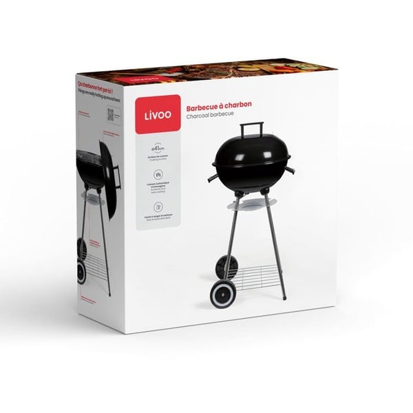 Hiiligrilli - LIVOO - DOC172N - Grillauspinta � 41 cm - Kromattu ter�sgrilli - Emaloitu ter�skulho ja -kansi