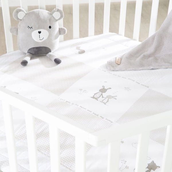 Kuusikulmainen leikkikeh� - ROBA - KETTU & PUPPU - Vastasyntyneest� 15 kg asti - S��dett�v� - Py�r�t - Valkoinen lakattu
