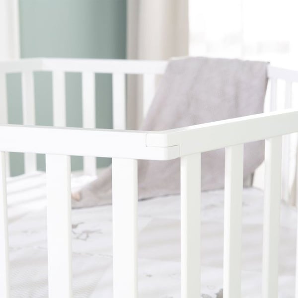 Kuusikulmainen leikkikeh� - ROBA - KETTU & PUPPU - Vastasyntyneest� 15 kg asti - S��dett�v� - Py�r�t - Valkoinen lakattu