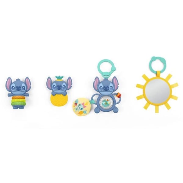 DISNEY BABY - STITCH - Syntym�lahjasetti - 4 vastasyntyneen lelua, Helistin, Purulelu, Moniaistilliset lelut