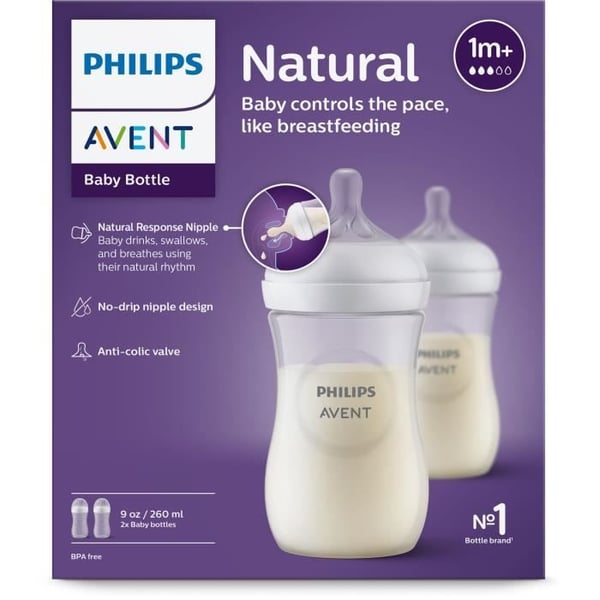 Uppsättning av 3 naturliga flaskor 3.0 Philips Advent SCY903/02 - 260 ml