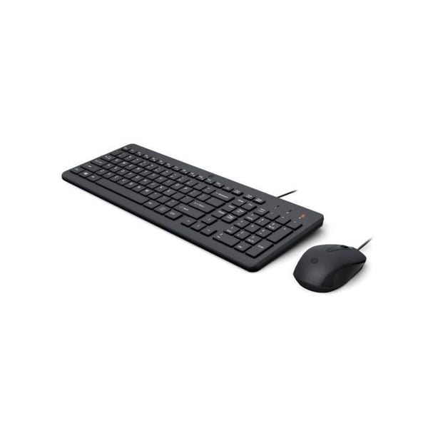 HP 150 musta langallinen n�pp�imist� ja hiiri, AZERTY, tarkka ja ergonominen, ��net�n n�pp�imist�, eritt�in litte�t n�pp�imet nopeaan kirjoittamiseen
