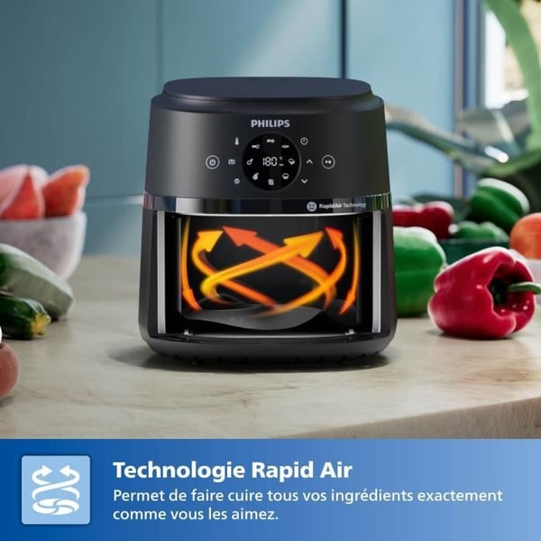 Oljefri fritös - PHILIPS - AirFryer NA230/00 - Kapacitet 6,2 l - 13 tillagningsprogram - 1700 W