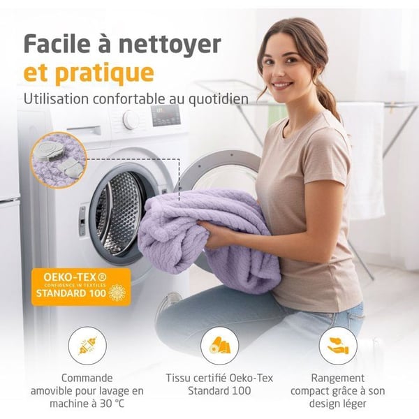Vendbart varmet�ppe - MEDISANA - HB 418 - 120 W - 9 indstillinger - 180 x 130 cm - Lilla