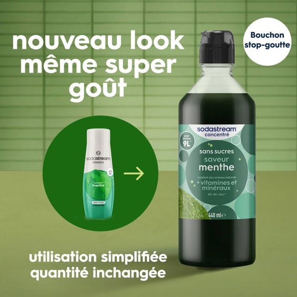 SODASTREAM Koncentrater - Pakke med 6 sukkerfri myntekoncentrater - Op til 54 liter drikkevarer - 440 ml