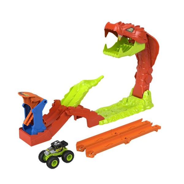 Monster Trucks -leikkisetti - JJN44 - Bone Shaker sis�ltyy hintaan - 4 x 15 cm kiskoa - Laukaisulaite ja uudelleensijoitettavia elementtej�