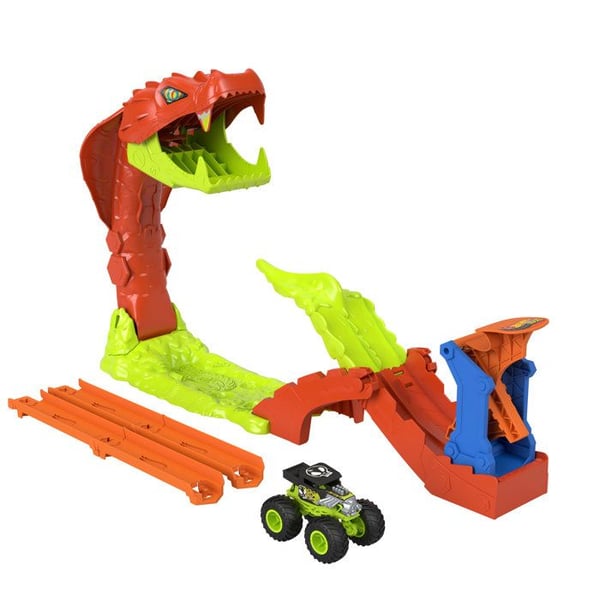 Monster Trucks -leikkisetti - JJN44 - Bone Shaker sis�ltyy hintaan - 4 x 15 cm kiskoa - Laukaisulaite ja uudelleensijoitettavia elementtej�