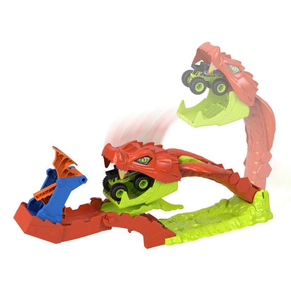 Monster Trucks -leikkisetti - JJN44 - Bone Shaker sis�ltyy hintaan - 4 x 15 cm kiskoa - Laukaisulaite ja uudelleensijoitettavia elementtej�