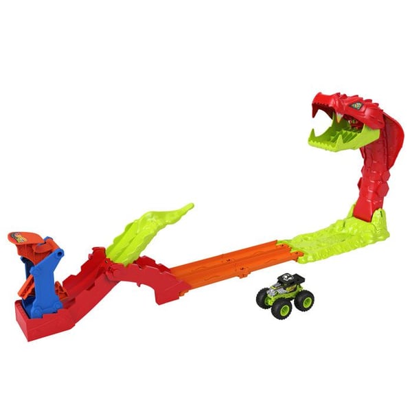 Monster Trucks -leikkisetti - JJN44 - Bone Shaker sis�ltyy hintaan - 4 x 15 cm kiskoa - Laukaisulaite ja uudelleensijoitettavia elementtej�