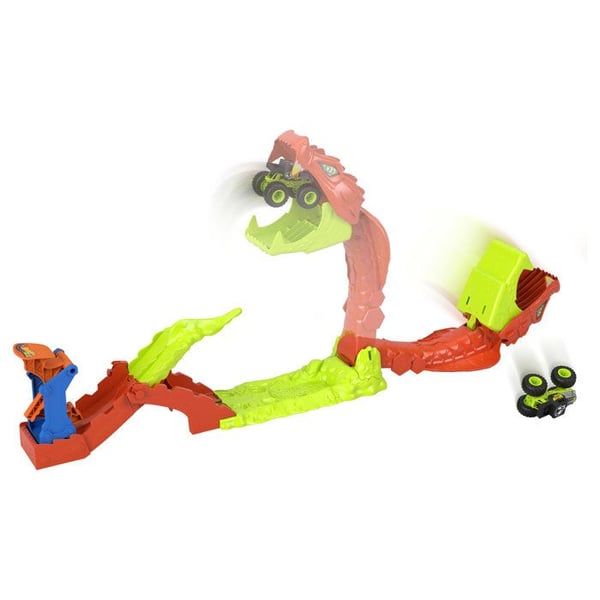 Monster Trucks -leikkisetti - JJN44 - Bone Shaker sis�ltyy hintaan - 4 x 15 cm kiskoa - Laukaisulaite ja uudelleensijoitettavia elementtej�