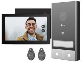 Videointercom - EZVIZ - EP7 - 2 FAMILY KIT - Udendørsenhed med dobbelt knapper - 2 indendørs skærme