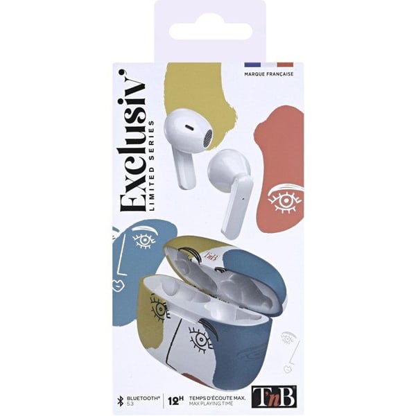 Langattomat nappikuulokkeet - T'nb - Exclusiv' - ART 3 - Latauskotelo mukana - Bluetooth - 12 tunnin akunkesto - Kosketusn�yt�t - Valkoinen