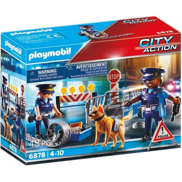 PLAYMOBIL 6878 Poliisitiesulku, City Action, Sis�lt�� poliisitiesulkun poliisikoiran kera ja lukuisia lis�varusteita, 4-vuotiaille ja sit� vanhemmille