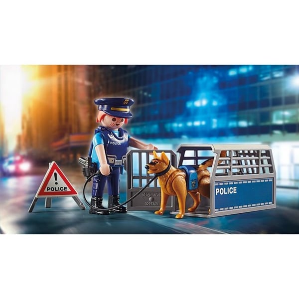 PLAYMOBIL 6878 Poliisitiesulku, City Action, Sis�lt�� poliisitiesulkun poliisikoiran kera ja lukuisia lis�varusteita, 4-vuotiaille ja sit� vanhemmille